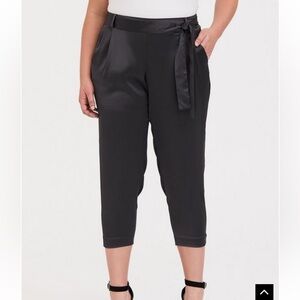 Torrid Dark Grey Satin Self Tie Tapered Pant Sz 2X